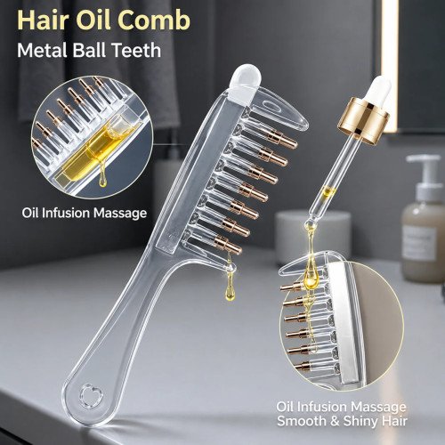 Hair Oil Applicator - For Scalp Massager Roller Ball Precise Portable | Scalp Oil Dispenser Comb for Women Roots Hairline All Types, Spa Travel Salon Home