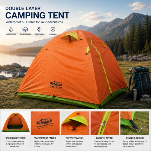 New Camping Tent Water Proof For 3Person (7/5 fit) Floor Portable tent for Travel Hiking.