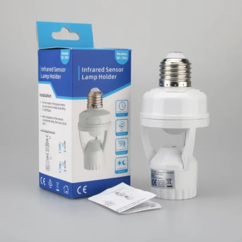 Smart PIR Motion Sensor LED Lamp Holder E27 – Automatic On/Off Light Bulb Adapter with Adjustable Delay, AC 85–265V